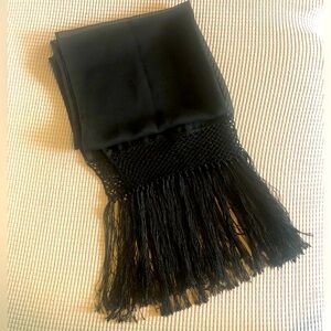 Black sheer shawl with fringe preloved